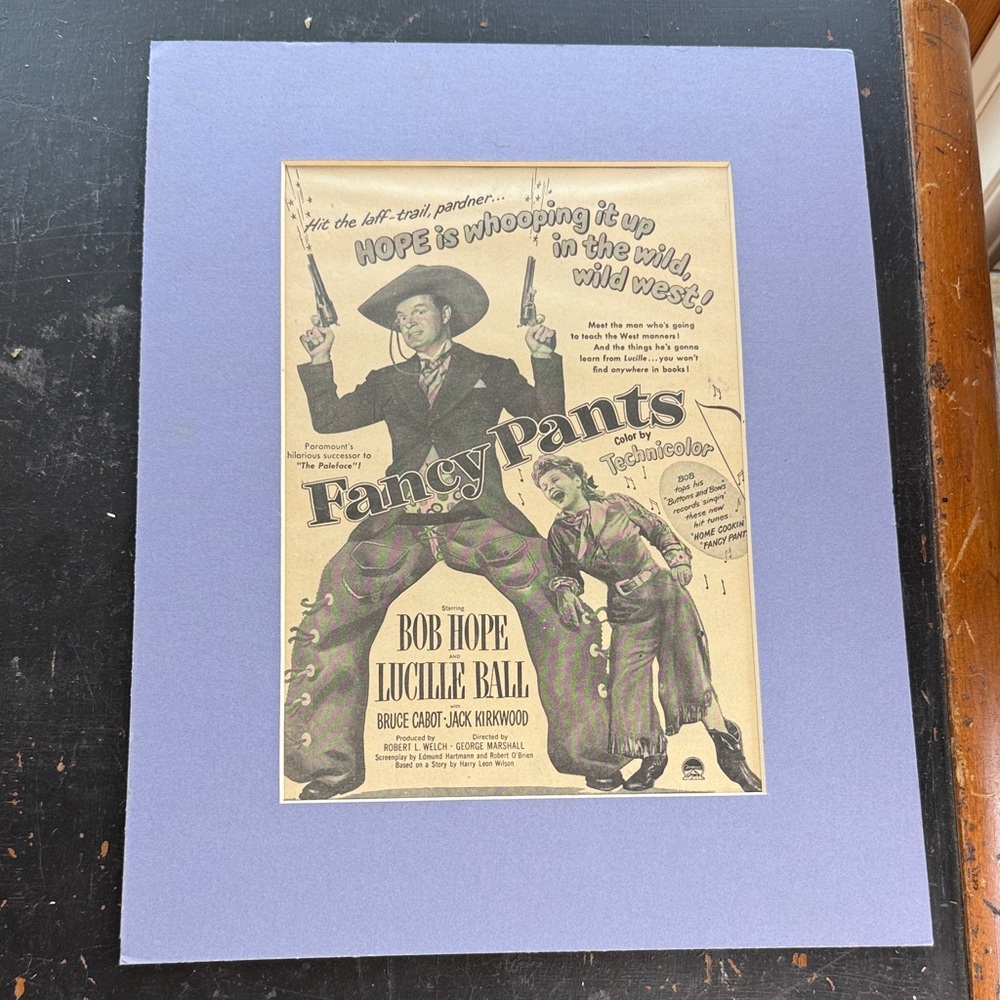 Vintage 'Fancy Pants' Movie Poster with Blue Mat